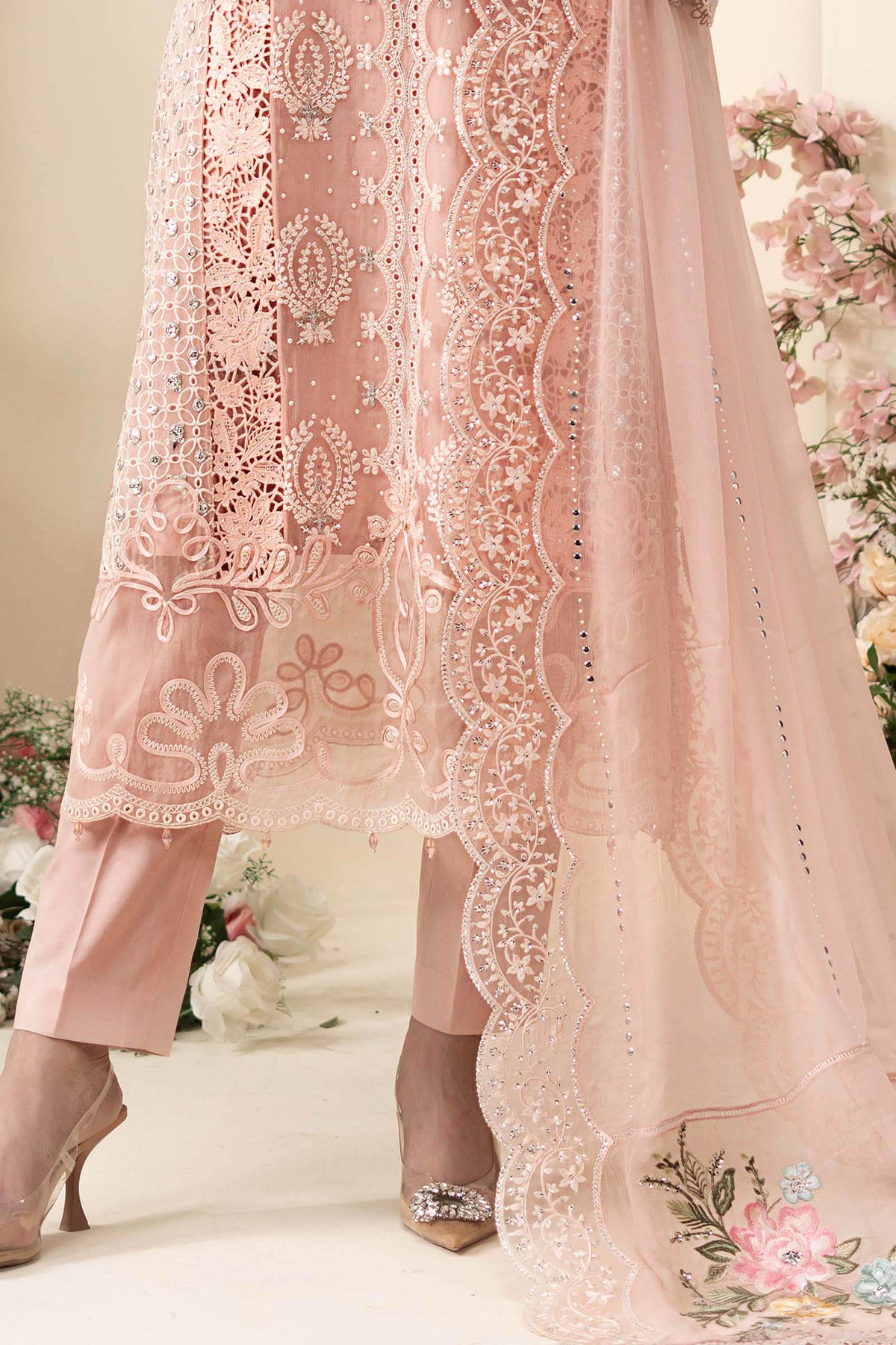 3 Piece Embroidered Chiffon Suit