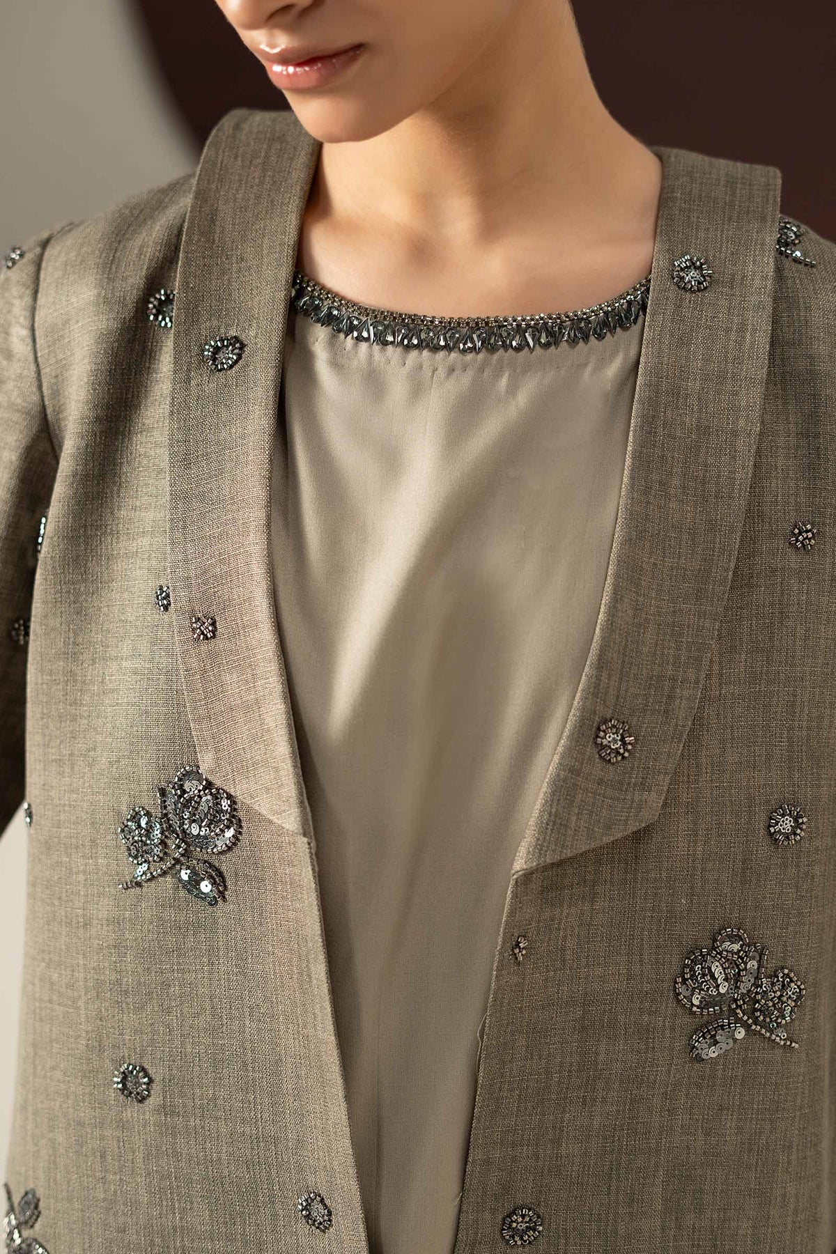 3 Piece Embroidered Tropical Slub Khaddar Suit