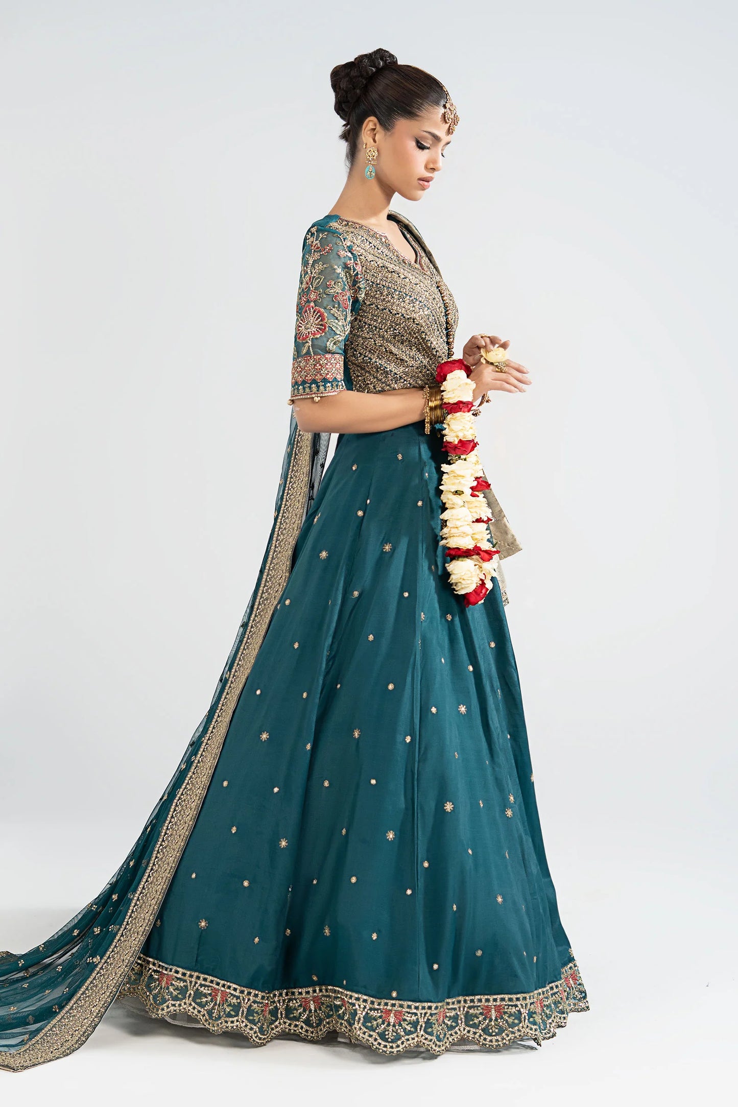 3 Piece Embroidered Raw Silk Suit