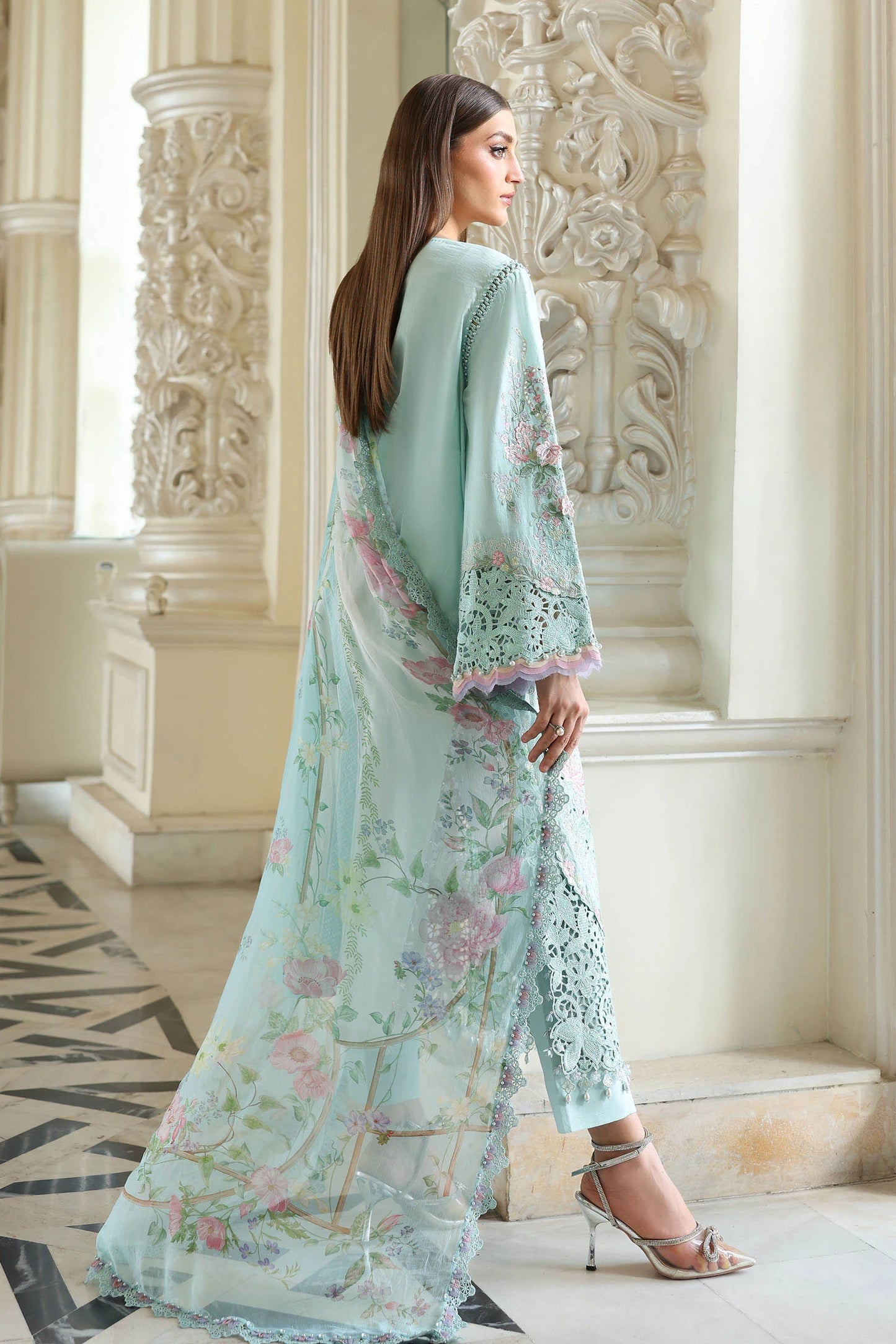 3 Piece Unstitched Embroidered Lawn Suit