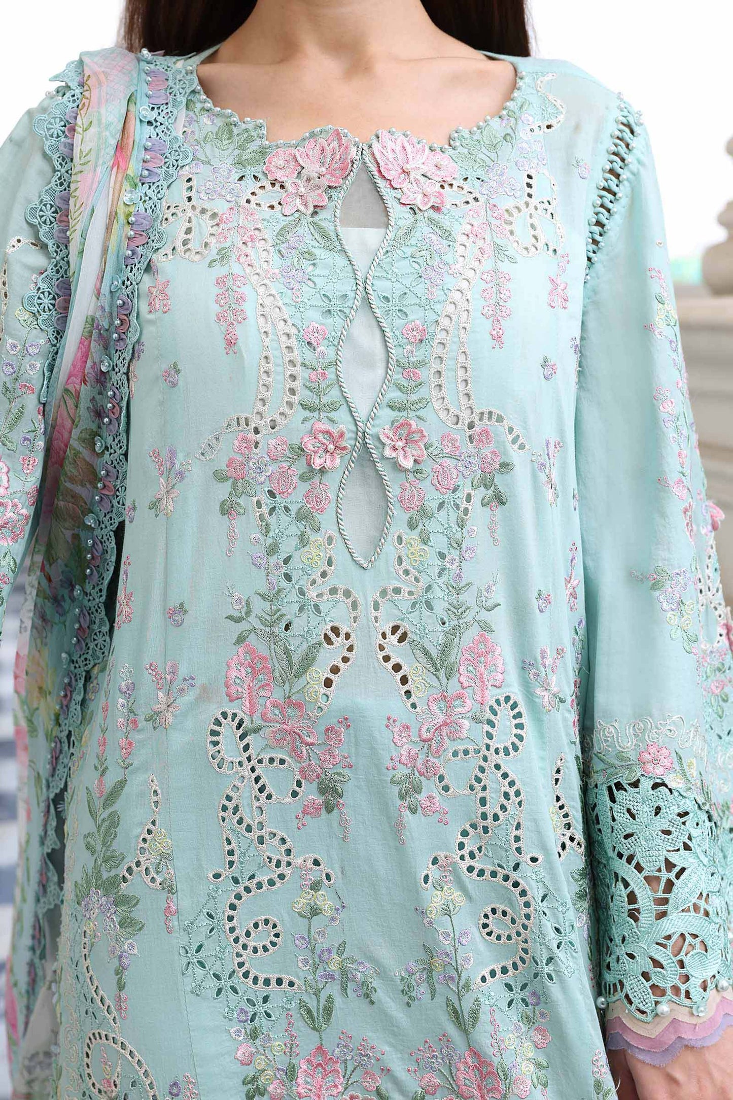 3 Piece Unstitched Embroidered Lawn Suit