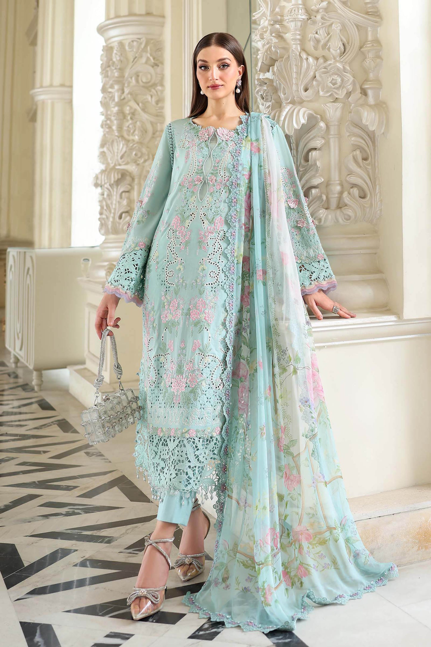 3 Piece Unstitched Embroidered Lawn Suit