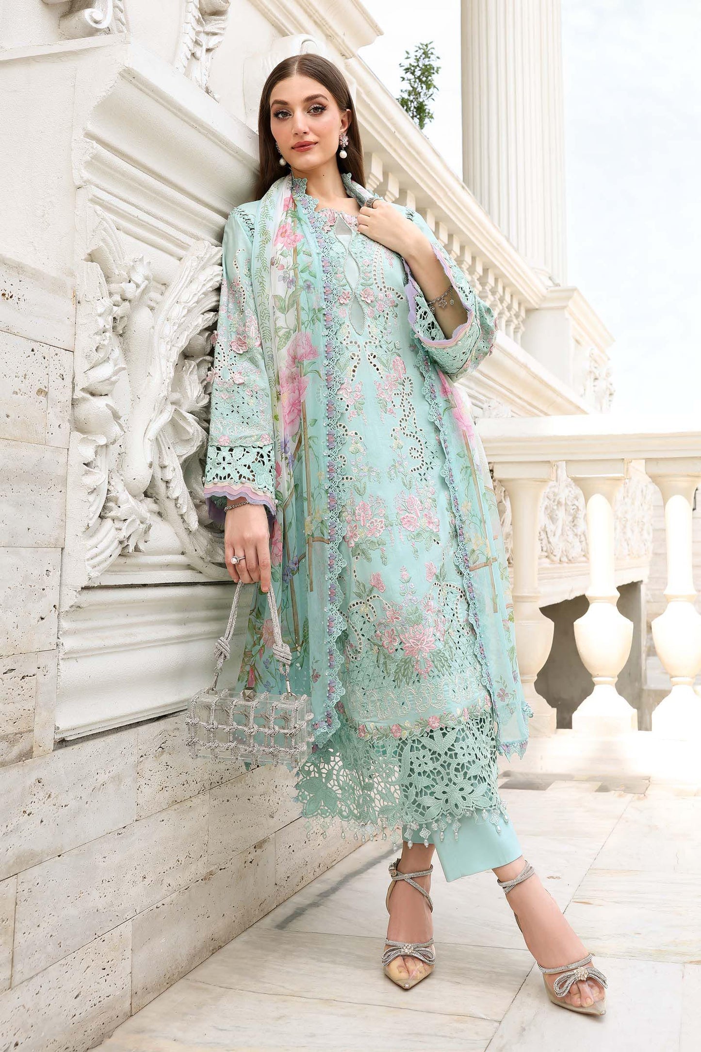 3 Piece Unstitched Embroidered Lawn Suit