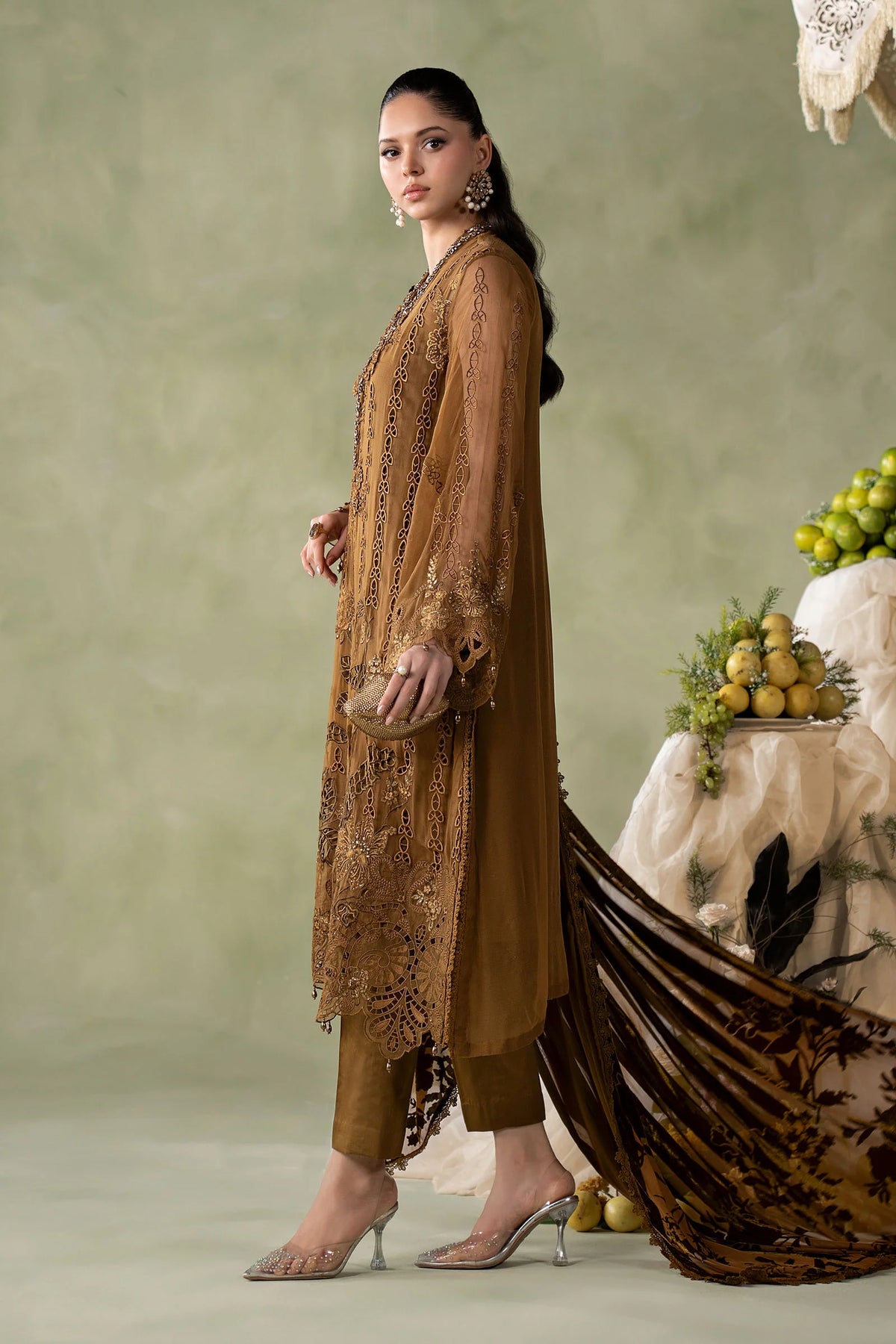 3 Piece Embroidered Chiffon Suit