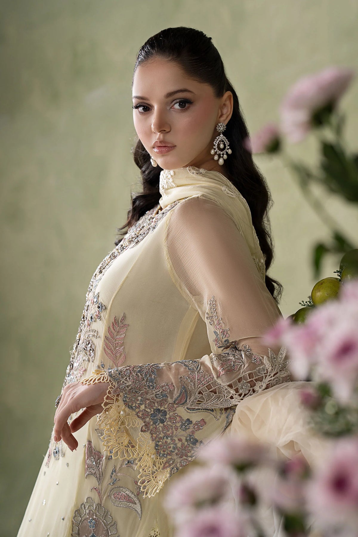 3 Piece Embroidered Chiffon Suit