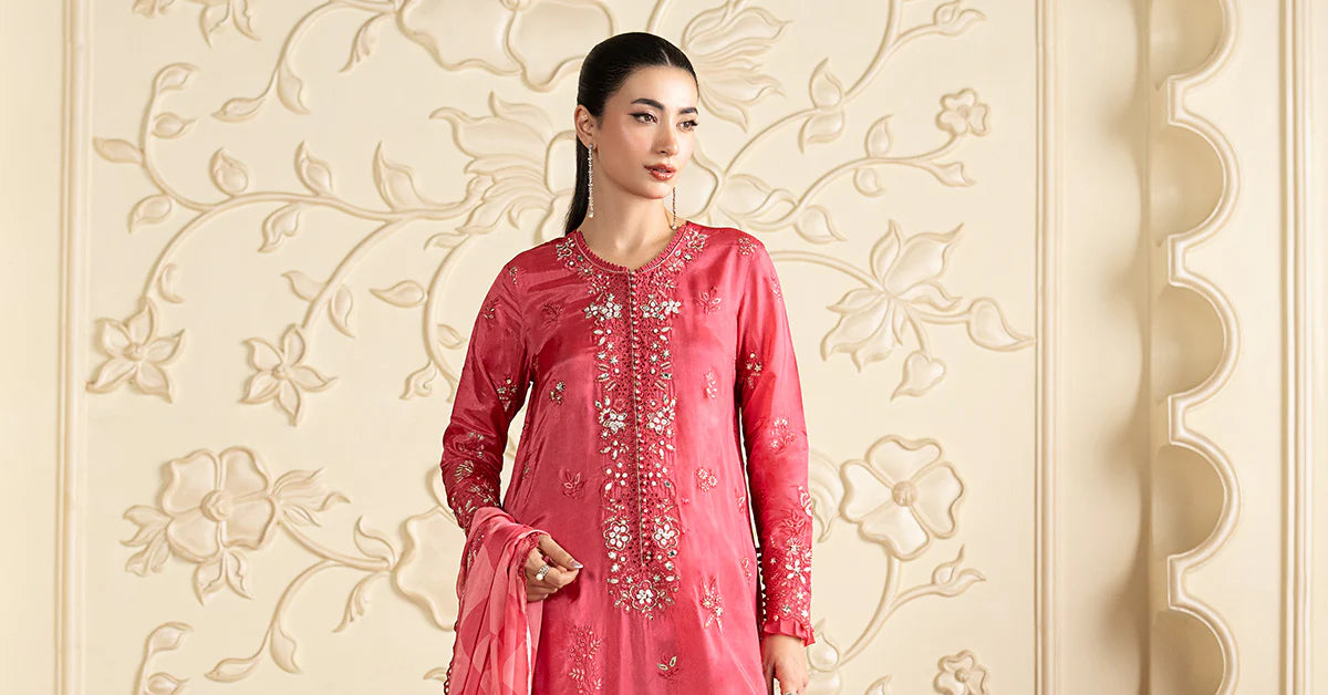 3 Piece Embroidered Tissue Silk Suit