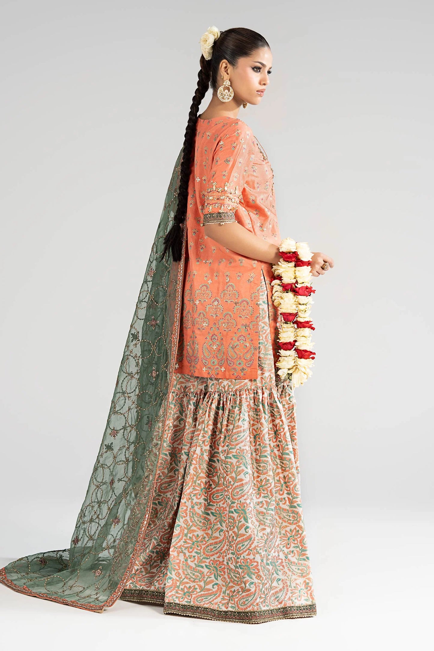3 Piece Embroidered Raw Silk Suit