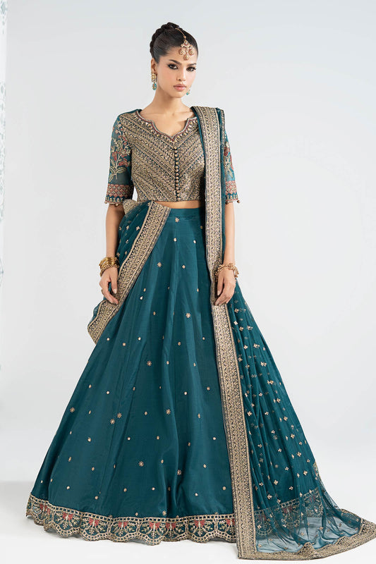 3 Piece Embroidered Raw Silk Suit