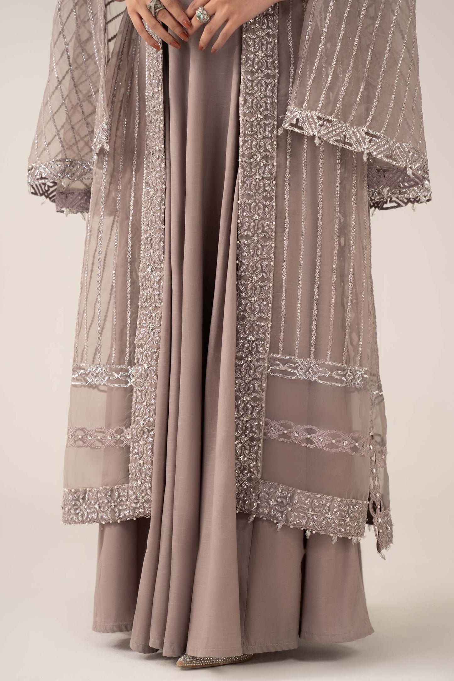 Luxury Embroidered Organza Formal Suit (3 Piece)