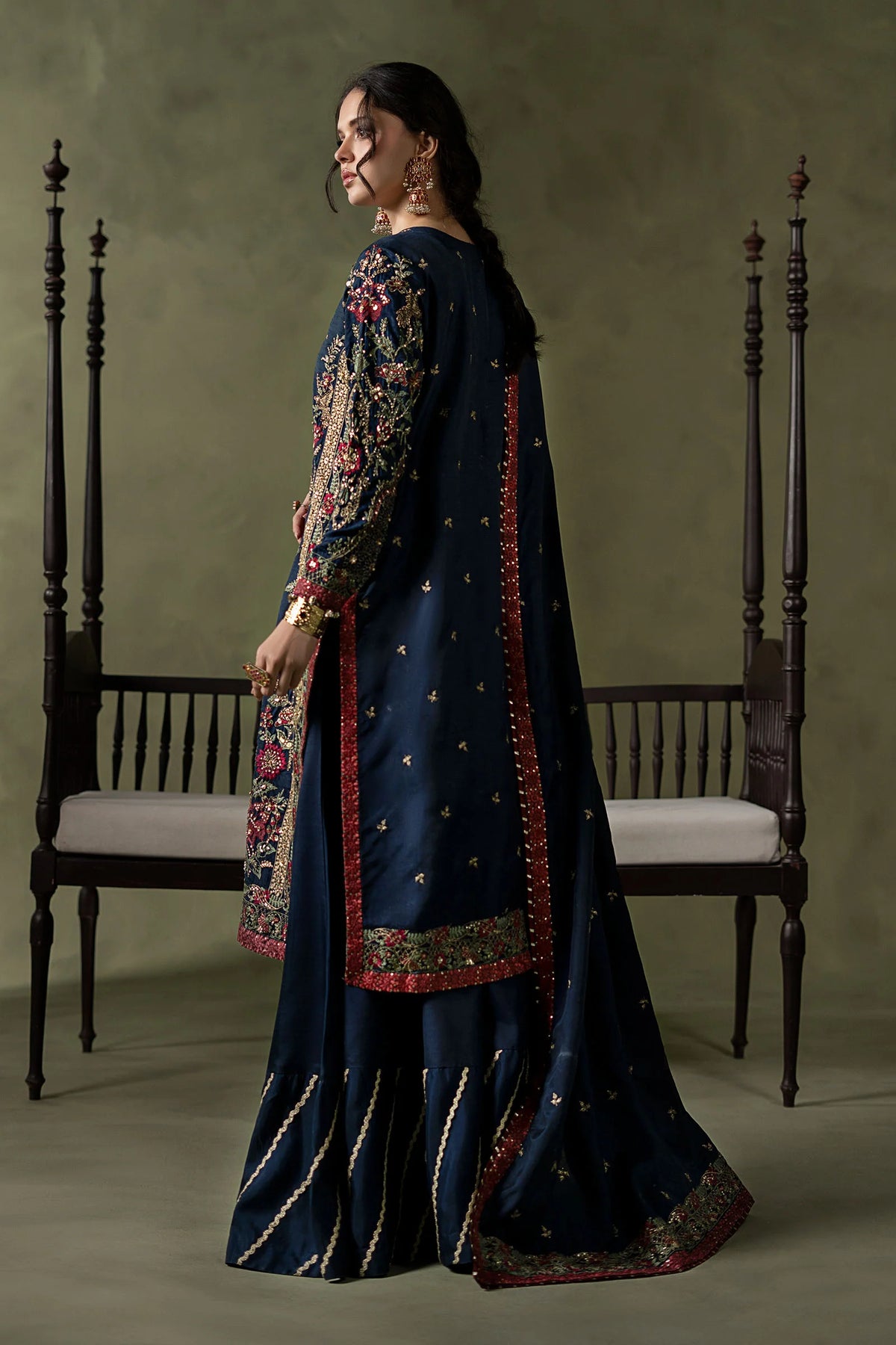 3 Piece Embellished Raw Silk Suit