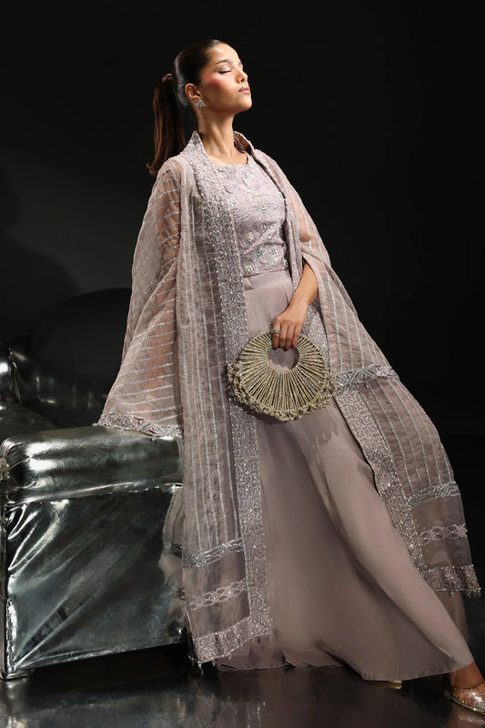 Luxury Embroidered Organza Formal Suit (3 Piece)
